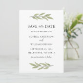 Elegant Green Leaf Greenery Spring Wedding Save The Date (Staand voorkant)