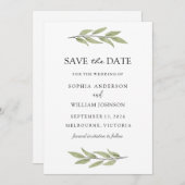 Elegant Green Leaf Greenery Spring Wedding Save The Date (Voorkant / Achterkant)