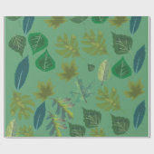 Elegant Green Leaf Pattern Wrapping Paper Cadeaupapier (Vlak)