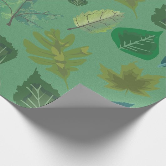 Elegant Green Leaf Pattern Wrapping Paper Cadeaupapier (Hoek)
