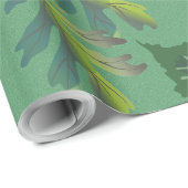 Elegant Green Leaf Pattern Wrapping Paper Cadeaupapier (Rol Hoek)