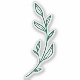 Elegant Green Leaf  Sticker