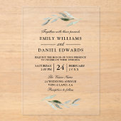 Elegant Green Leaf Wedding Acryl Uitnodigingen (Voorkant)