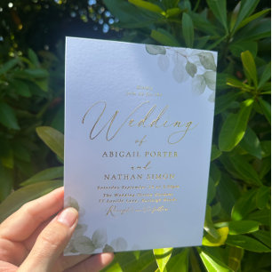 Elegant Green Leaf Wedding Gold Folie Uitnodiging