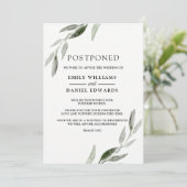Elegant Green Leaf Wedding Postponed Notice Kaart (Staand voorkant)