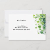 Elegant Green Leaf Wedding RSVP Kaartje (Achterkant)