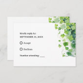 Elegant Green Leaf Wedding RSVP Kaartje (Voorkant / Achterkant)