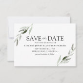 Elegant Green Leaf Wedding Save the Date (Voorkant)