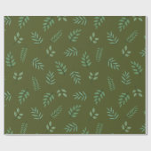 Elegant Green Leaf Wrapping Paper op Army Green Cadeaupapier (Vlak)