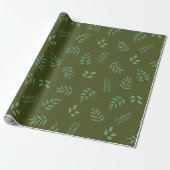 Elegant Green Leaf Wrapping Paper op Army Green Cadeaupapier (Uitgerold)