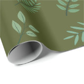 Elegant Green Leaf Wrapping Paper op Army Green Cadeaupapier (Rol Hoek)