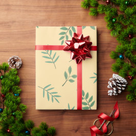 Elegant Green Leaf Wrapping Paper op Beige Cadeaupapier
