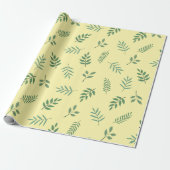 Elegant Green Leaf Wrapping Paper op Crème Cadeaupapier (Uitgerold)