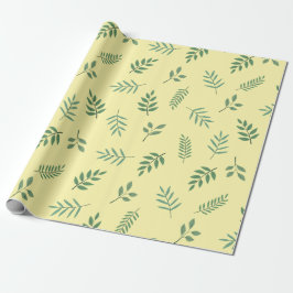 Elegant Green Leaf Wrapping Paper op Crème Cadeaupapier