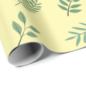 Elegant Green Leaf Wrapping Paper op Crème Cadeaupapier (Rol Hoek)