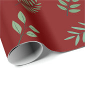 Elegant Green Leaf Wrapping Paper op Deep Red Cadeaupapier (Rol Hoek)