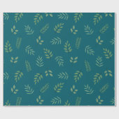 Elegant Green Leaf Wrapping Paper op Donker Blauwg Cadeaupapier (Vlak)