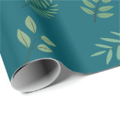 Elegant Green Leaf Wrapping Paper op Donker Blauwg Cadeaupapier (Rol Hoek)