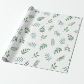 Elegant Green Leaf Wrapping Paper op Wit Cadeaupapier (Uitgerold)