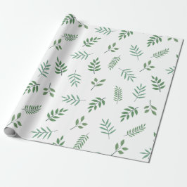 Elegant Green Leaf Wrapping Paper op Wit Cadeaupapier