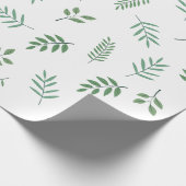 Elegant Green Leaf Wrapping Paper op Wit Cadeaupapier (Hoek)