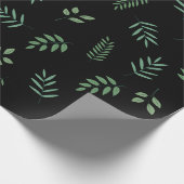 Elegant Green Leaf Wrapping Paper op zwart Cadeaupapier (Hoek)