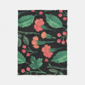 Elegant Green Leaves en Flowers | Fleece Blanket (Voorkant)