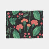 Elegant Green Leaves en Flowers | Fleece Blanket Deken (Voorkant (Horizontaal))