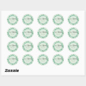Elegant Green Leaves Greenery Wedding Bedankt Ronde Sticker (Vel)