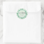 Elegant Green Leaves Greenery Wedding Bedankt Ronde Sticker (Tas)