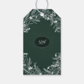  Elegant  Green Leaves Minimalist  Monogram  Cadeaulabel (Voorkant)
