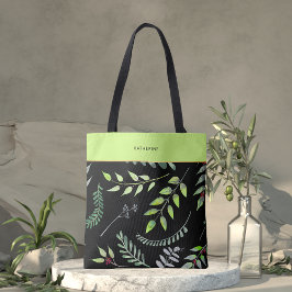 Elegant Green Leaves Pattern Classy Trendy Tote Bag