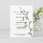 Elegant Green Leaves Shoots Minimalist Weddenschap Kaart (Staand voorkant)