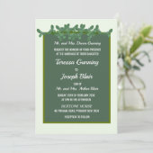 Elegant Green Leaves Wedding Invitation Kaart (Staand voorkant)