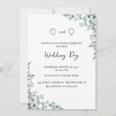 Elegant Green Leaves Wedding Invitation Kaart (Achterkant)
