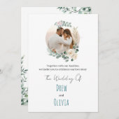 Elegant Green Leaves Wedding Invitation Kaart (Voorkant / Achterkant)