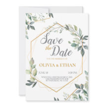 Elegant Green Leaves Wedding Invitation Sjabloon