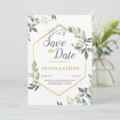 Elegant Green Leaves Wedding Invitation Sjabloon Kaart (Staand voorkant)