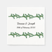 Elegant Green Leaves Wedding Paper Napkin Servet (Voorkant)