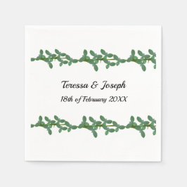 Elegant Green Leaves Wedding Paper Napkin Servet