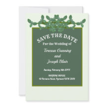 Elegant Green Leaves Wedding Save the Date