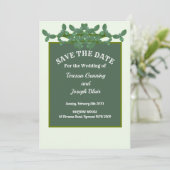Elegant Green Leaves Wedding Save the Date Kaart (Staand voorkant)