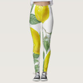 Elegant Green Leaves & Yellow Lemons | LEGGINGS (Voorkant)