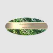 Elegant Green Leopard Print,Stripe, Pearls  Naamplaatje (Voorkant)