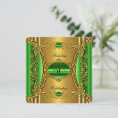 Elegant Green Limoen Gold Fabulous 50th Birthday Kaart (Staand voorkant)