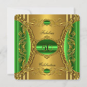 Elegant Green Limoen Gold Fabulous 50th Birthday Kaart (Voorkant)
