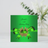 Elegant Green Limoen Jewel Bow Birthday Party Kaart (Staand voorkant)
