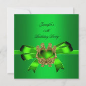 Elegant Green Limoen Jewel Bow Birthday Party Kaart (Voorkant)