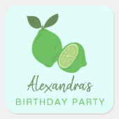 Elegant Green Limoen Party Vierkante Sticker (Voorkant)