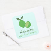 Elegant Green Limoen Party Vierkante Sticker (Envelop)